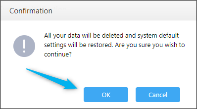 Final confirmation window for factory resetting the ASUSTOR NAS