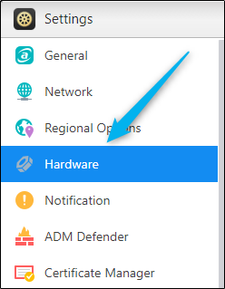 Hardware button in settings window