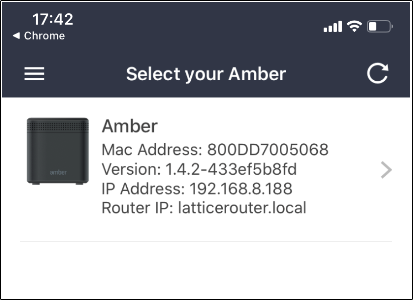 Select your Amber device