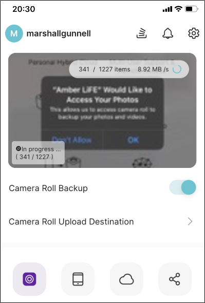 backup photos to amber function