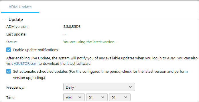 ASUSTOR NAS ADM Firmware updates