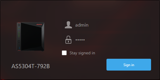 Login credentials for your asustor nas