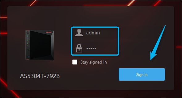 sign in using admin as username and password