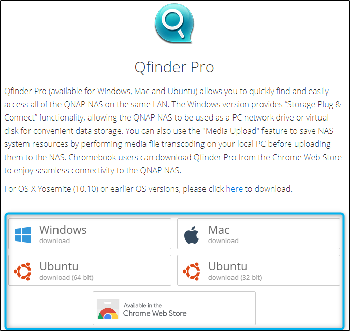 Operating Systems compatible with QFinder
