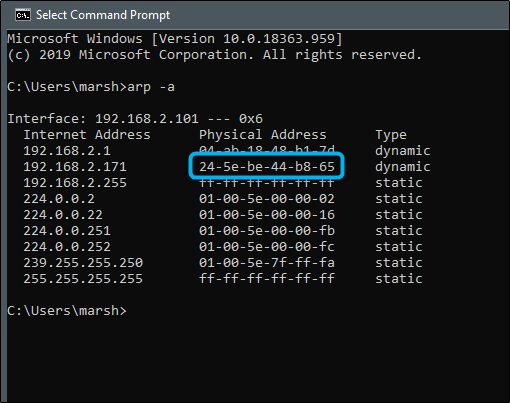 QNAP NAS MAC address