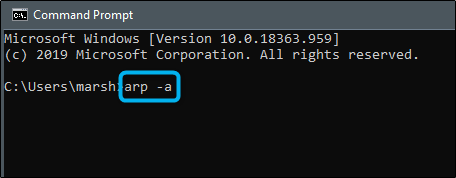 arp -a command
