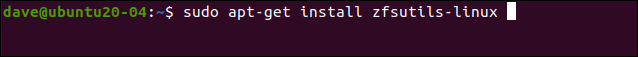 sudo apt-get install zfsutils-linux in a terminal window