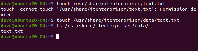 touch user/share/itenterpriser/text.txt in a terminal window