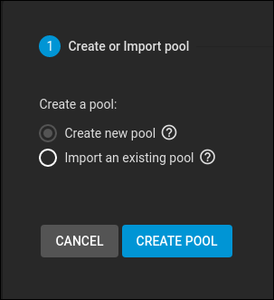 TureNAS CORE create pool option