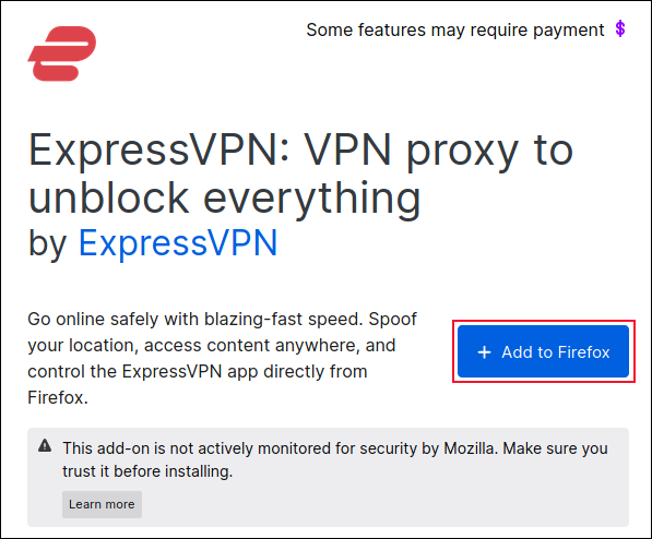 ExpressVPN extension installtion page