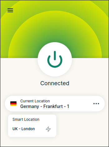 ExpressVPN browser extension window connected