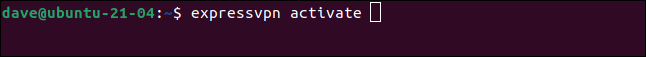 expressvpn activate in a terminal window