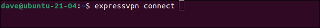 expressvpn connect in a terminal window